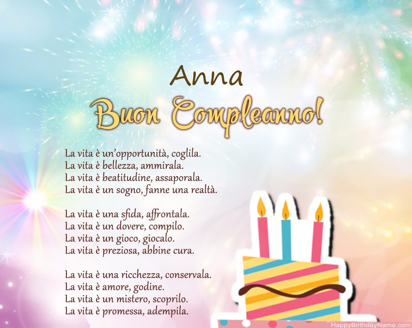 Buon compleanno Anna in versi