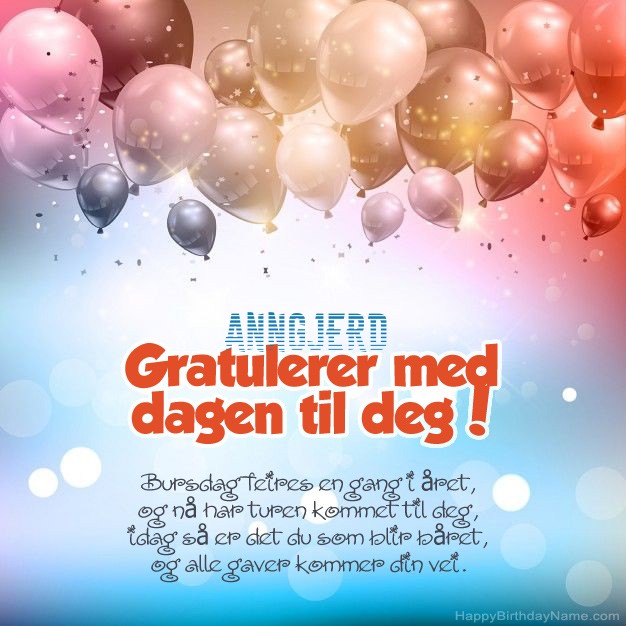 Gratulerer med gratulasjonskort til Anngjerd