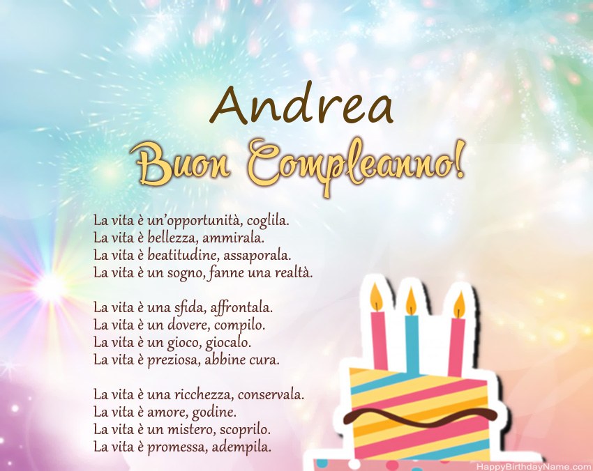 Buon compleanno Andrea in versi