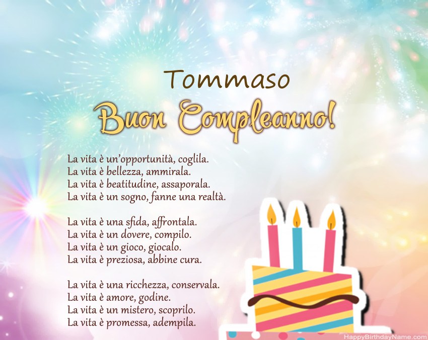 Buon compleanno Tommaso in versi