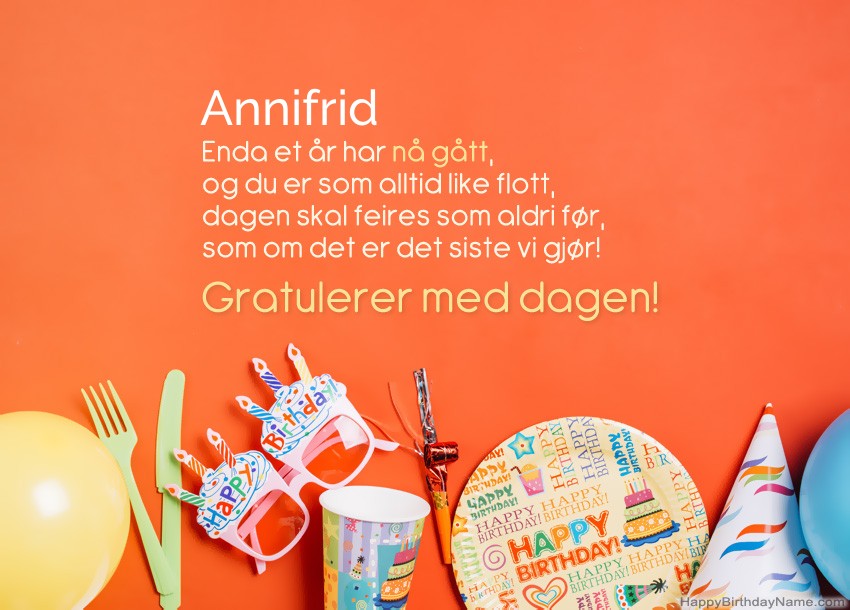 Morsomme gratulerer med fødselsdagskort til Annifrid