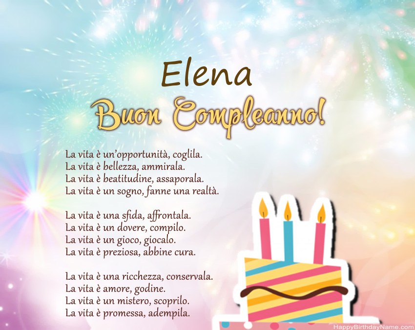 Buon compleanno Elena in versi