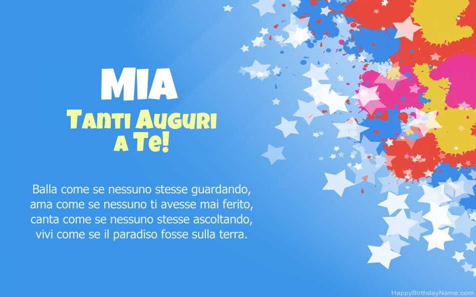 Congratulazioni per il compleanno di Mia