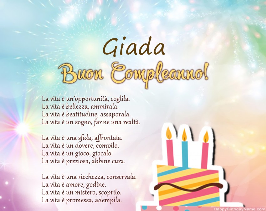 Buon compleanno Giada in versi