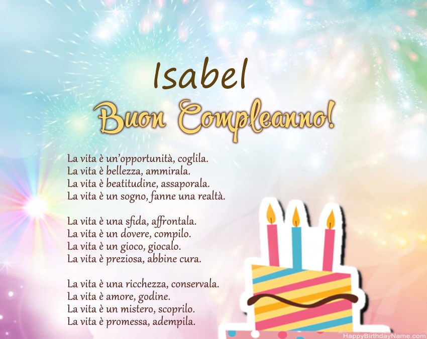 Buon compleanno Isabel in versi