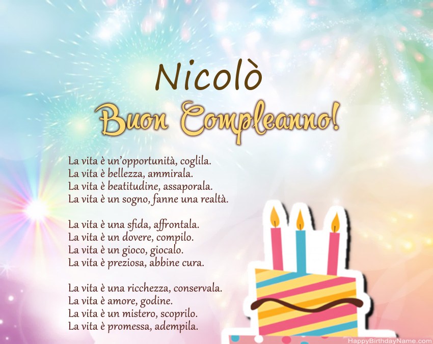 Buon compleanno Nicolò in versi