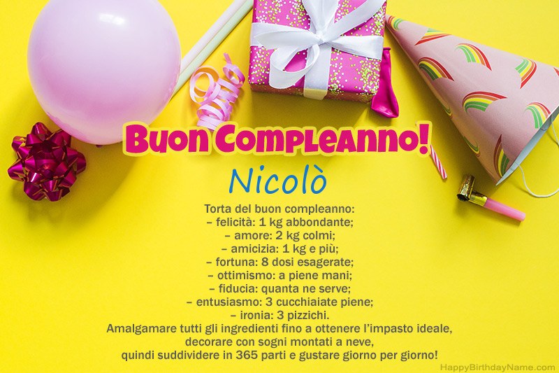 Buon compleanno Nicolò in prosa