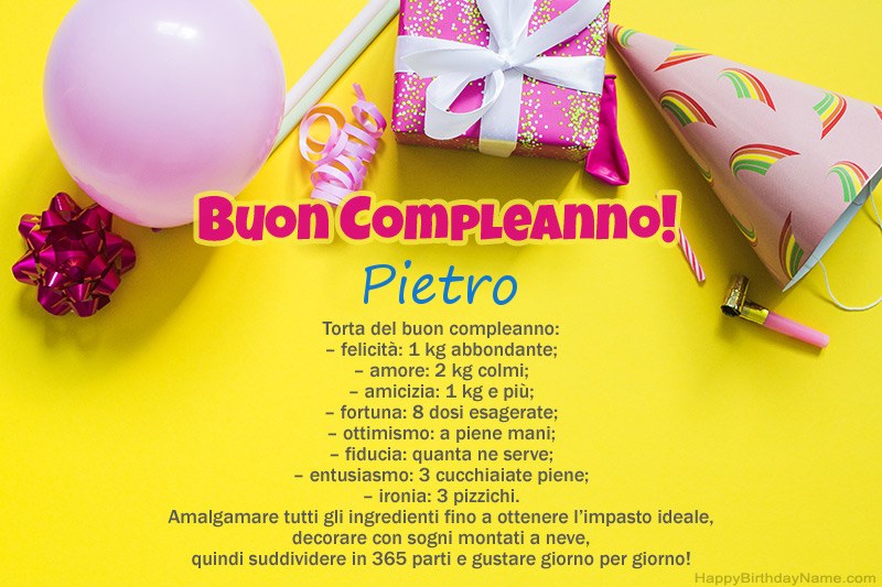 Buon compleanno Pietro in prosa