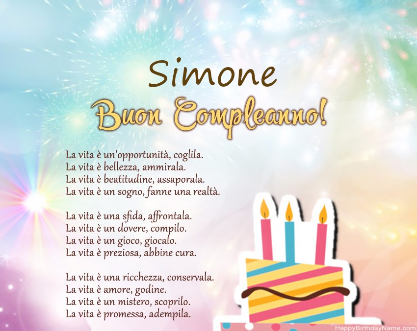 Buon compleanno Simone in versi
