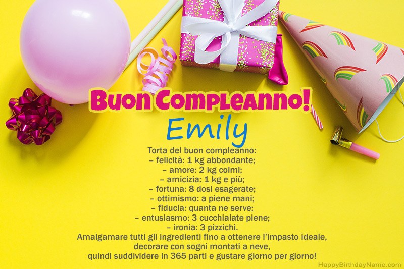 Buon compleanno Emily in prosa