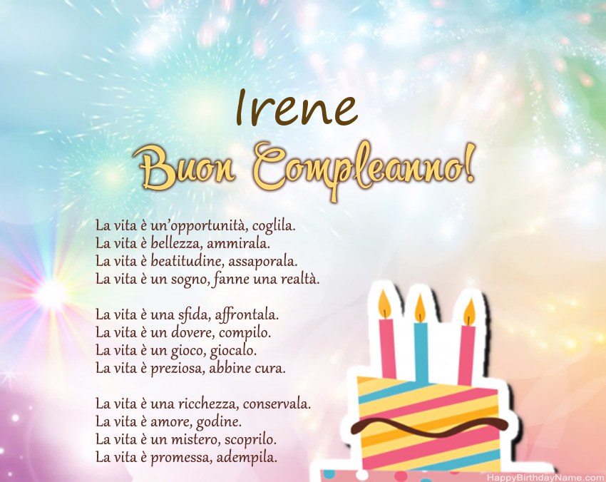 Buon compleanno Irene in versi