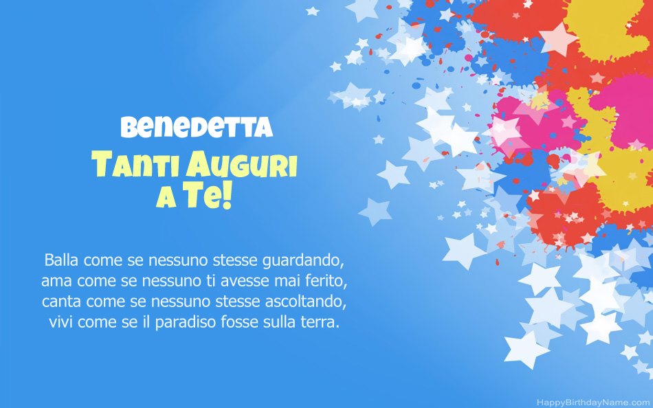 Congratulazioni per il compleanno di Benedetta