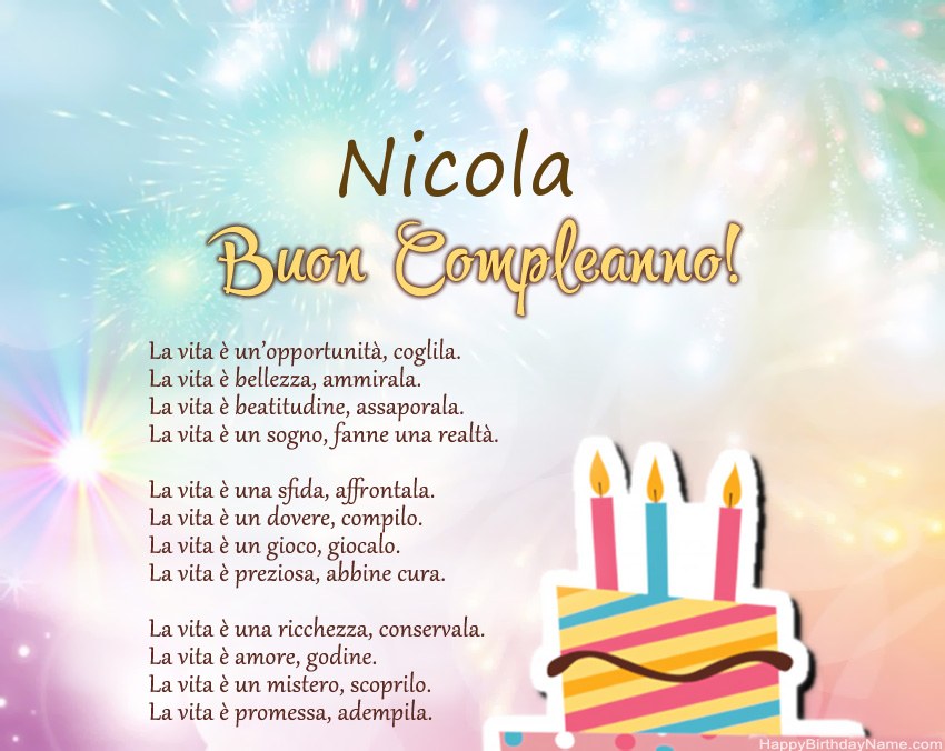 Buon compleanno Nicola in versi