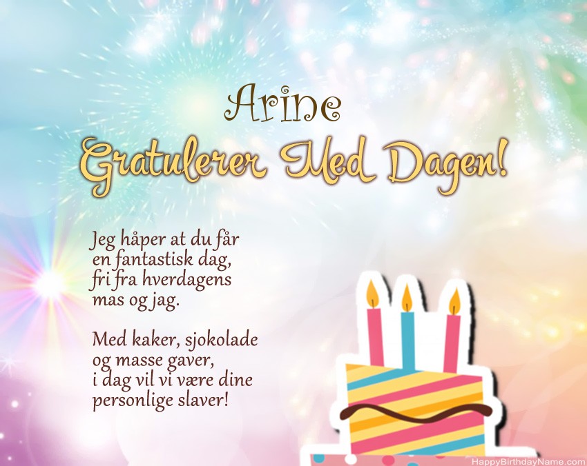 Dikt på fødselsdag for Arine