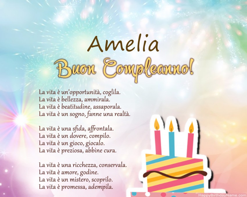 Buon compleanno Amelia in versi