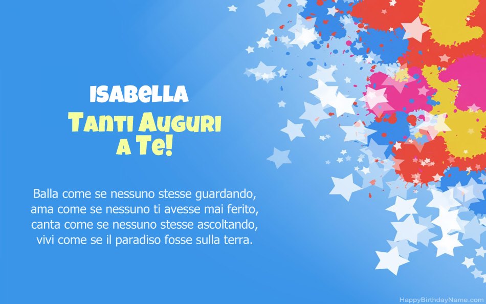 Congratulazioni per il compleanno di Isabella