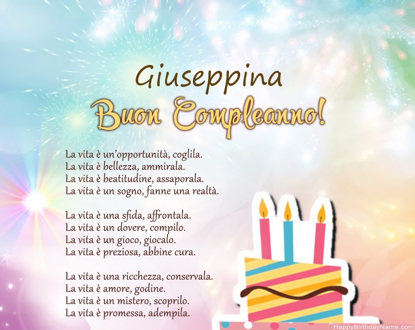 Buon compleanno Giuseppina in versi