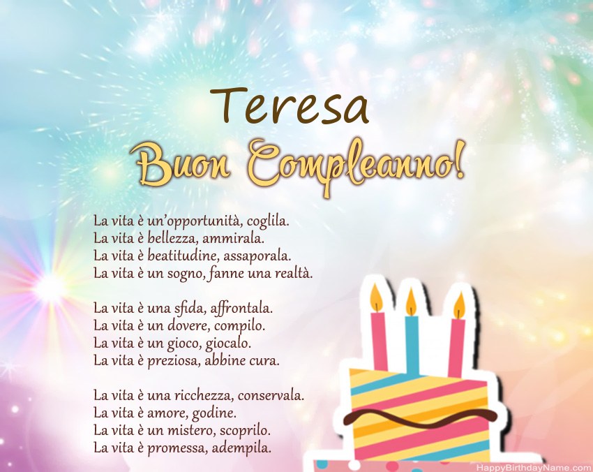 Buon compleanno Teresa in versi