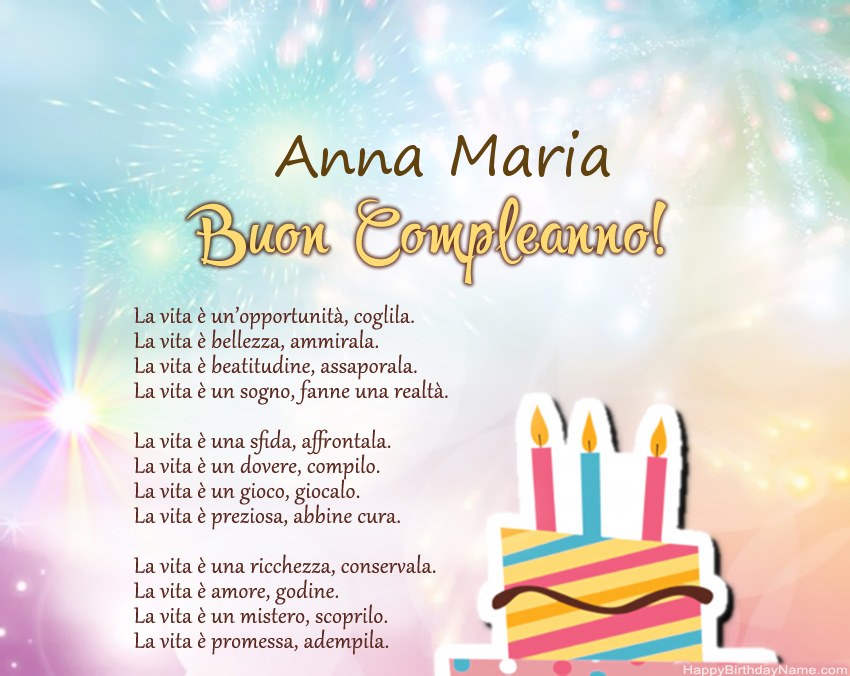 Buon compleanno Anna Maria in versi