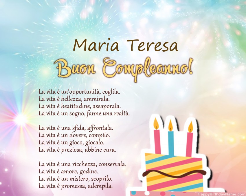 Buon compleanno Maria Teresa in versi