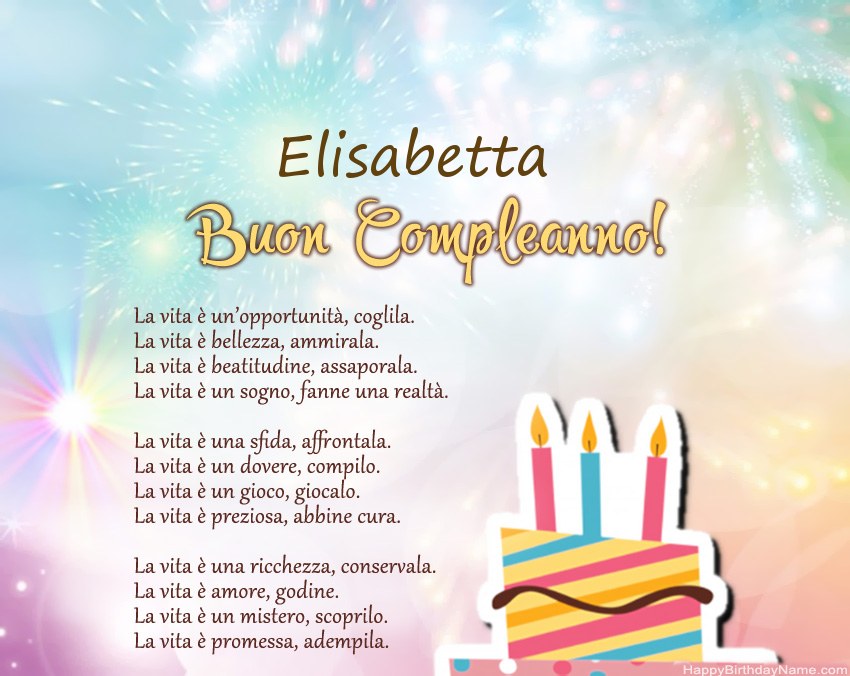 Buon compleanno Elisabetta in versi