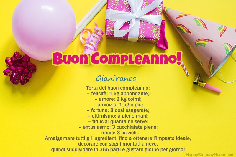 Buon compleanno Gianfranco in prosa