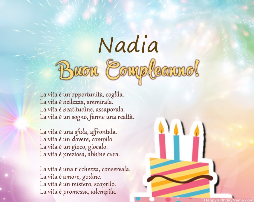 Buon compleanno Nadia in versi