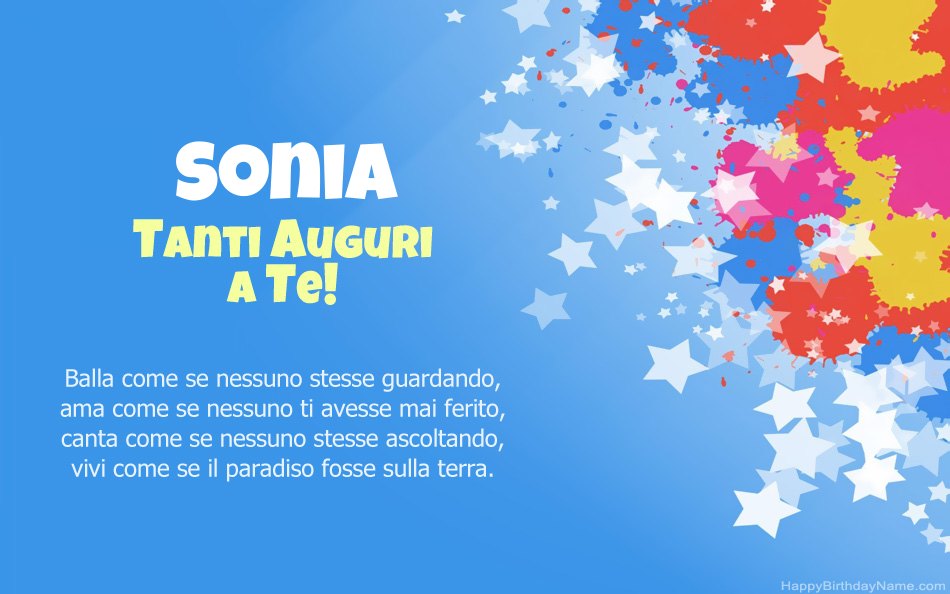 Congratulazioni per il compleanno di Sonia