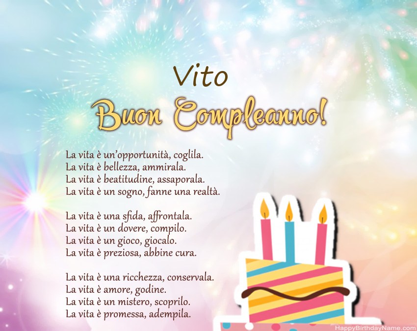 Buon compleanno Vito in versi