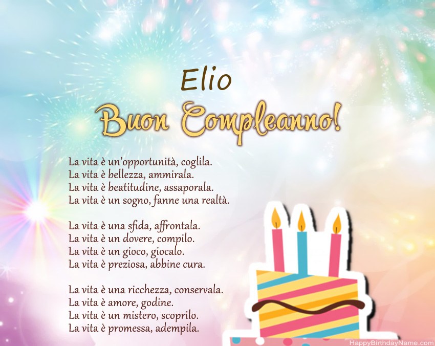 Buon compleanno Elio in versi