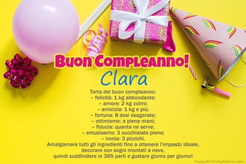 Buon compleanno Clara in prosa