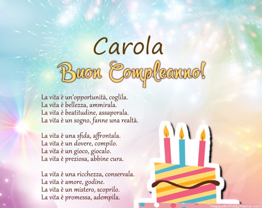 Buon compleanno Carola in versi