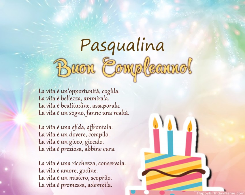 Buon compleanno Pasqualina in versi