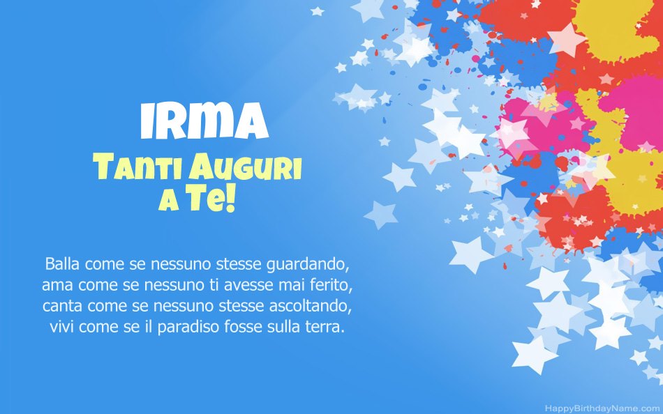 Congratulazioni per il compleanno di Irma