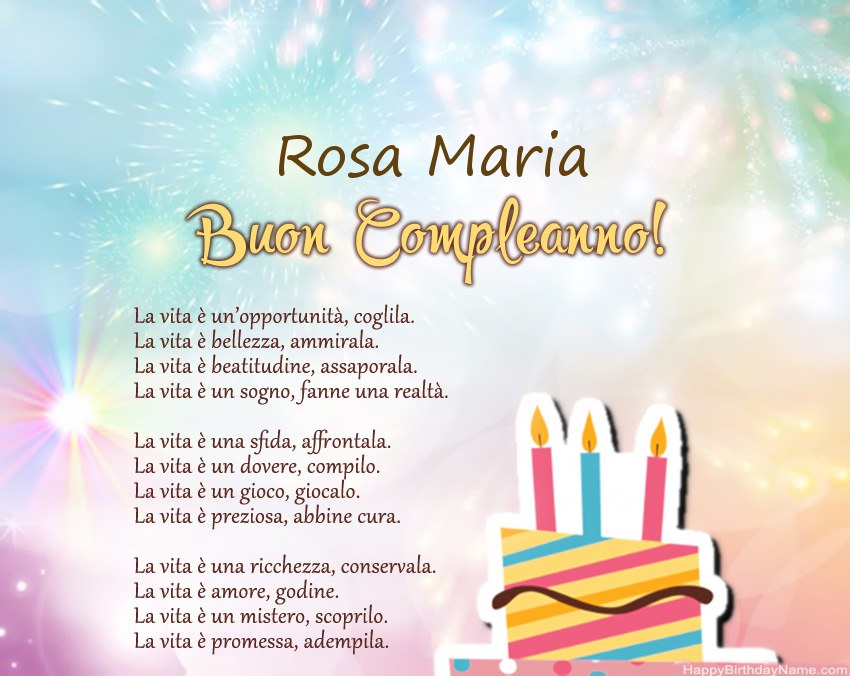 Buon compleanno Rosa Maria in versi