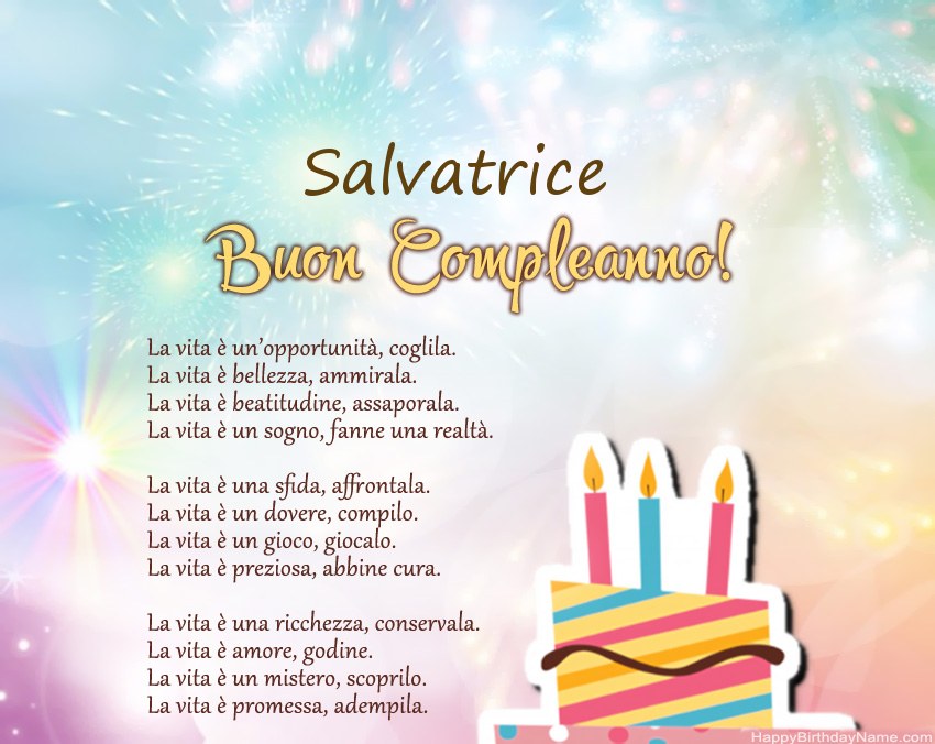 Buon compleanno Salvatrice in versi
