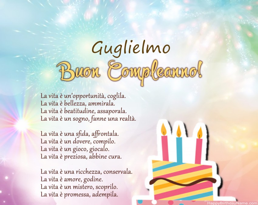 Buon compleanno Guglielmo in versi