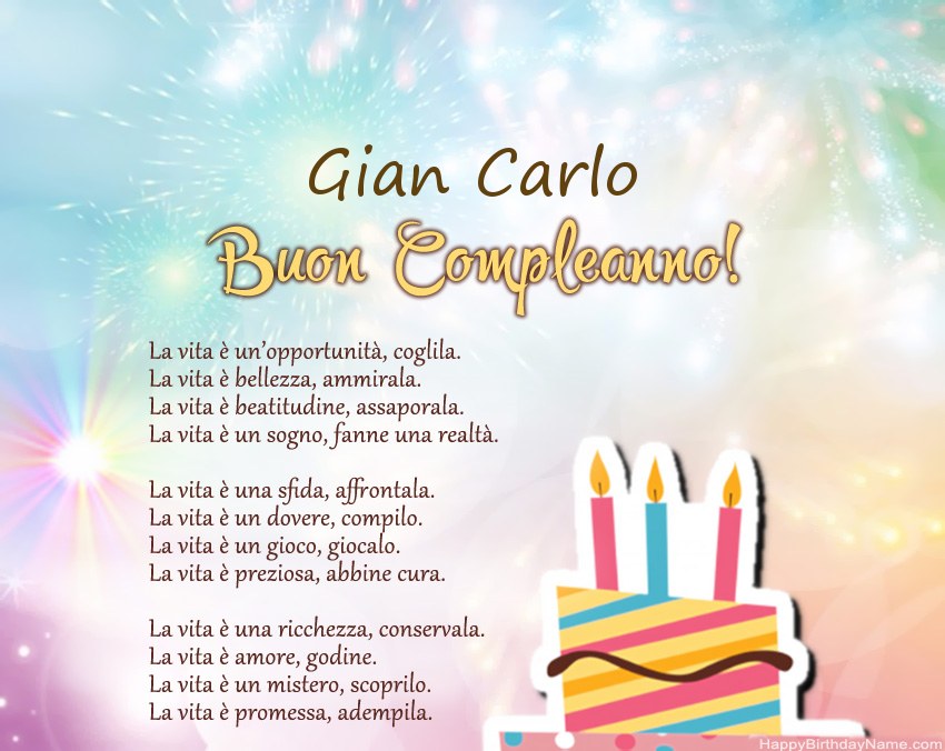 Buon compleanno Gian Carlo in versi