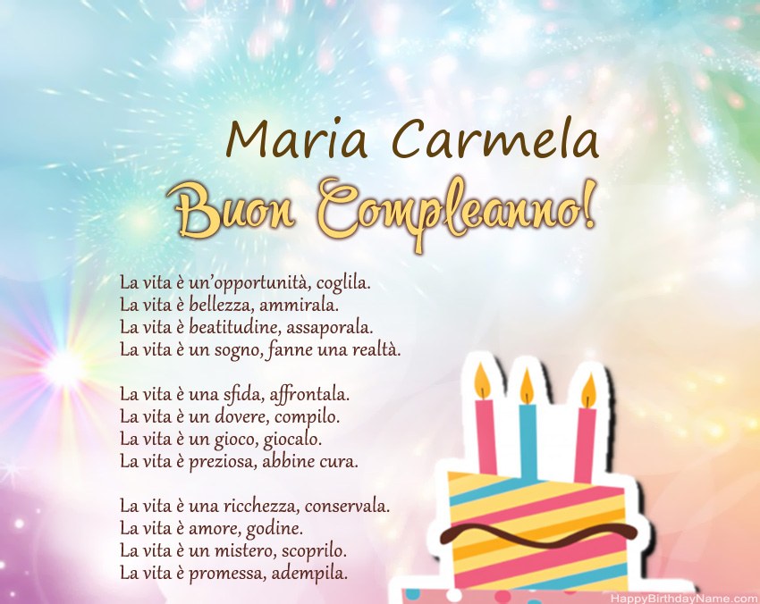 Buon compleanno Maria Carmela in versi