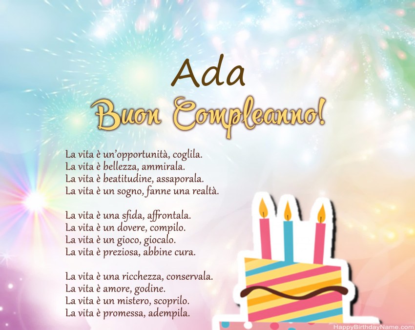 Buon compleanno Ada in versi