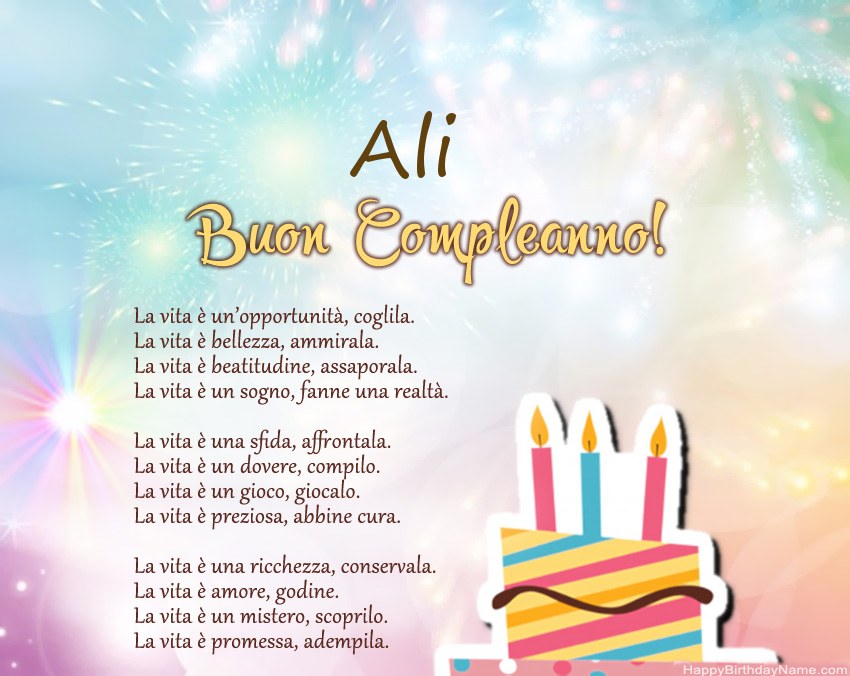 Buon compleanno Ali in versi