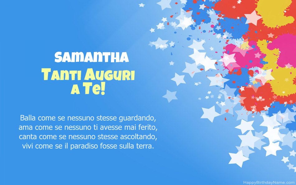Congratulazioni per il compleanno di Samantha
