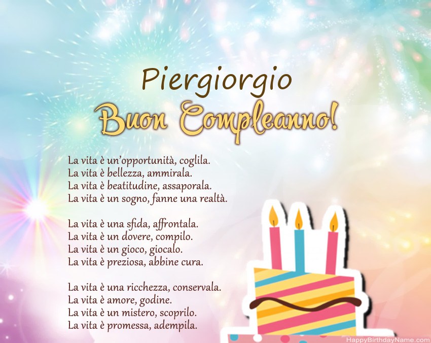 Buon compleanno Piergiorgio in versi