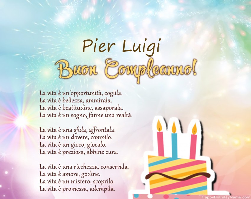Buon compleanno Pier Luigi in versi