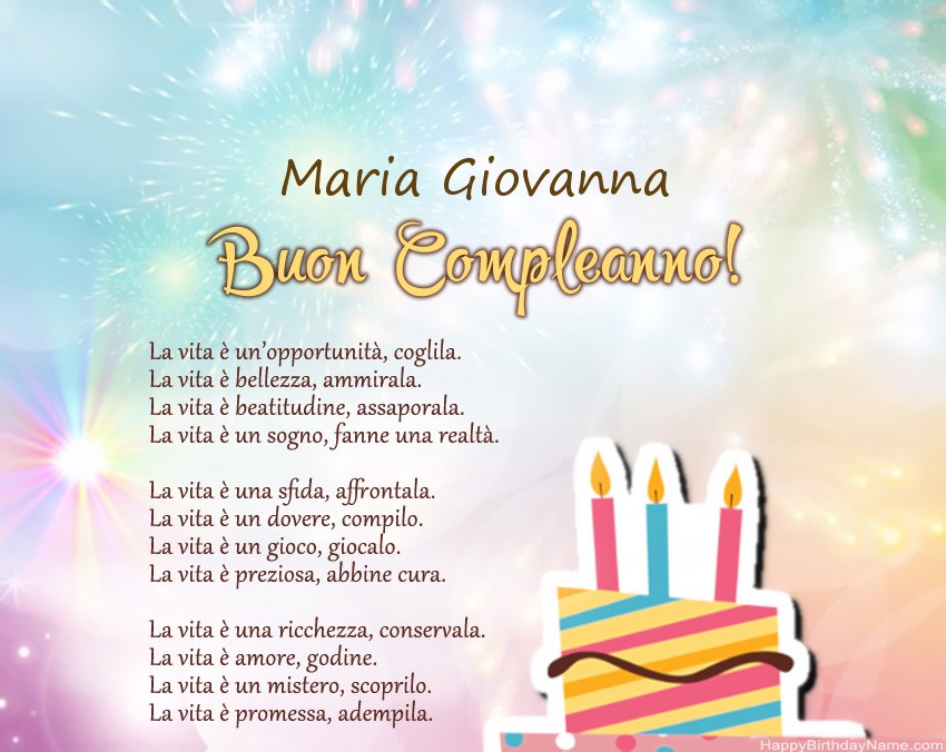 Buon compleanno Maria Giovanna in versi