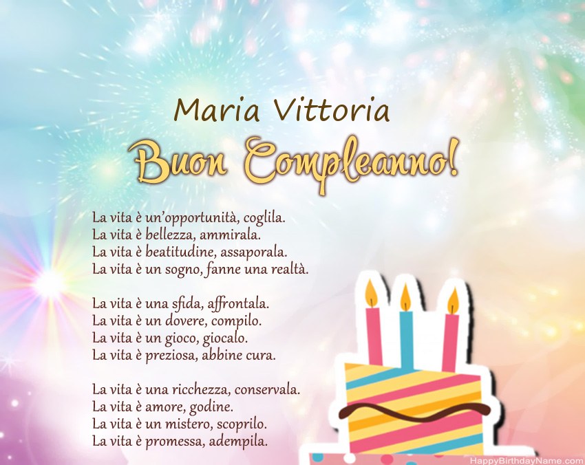 Buon compleanno Maria Vittoria in versi Buon compleanno Maria Vittoria in versi