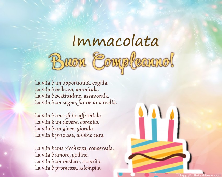 Buon compleanno Immacolata in versi