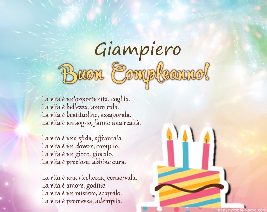 Buon compleanno Giampiero in versi