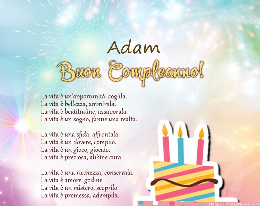 Buon compleanno Adam in versi