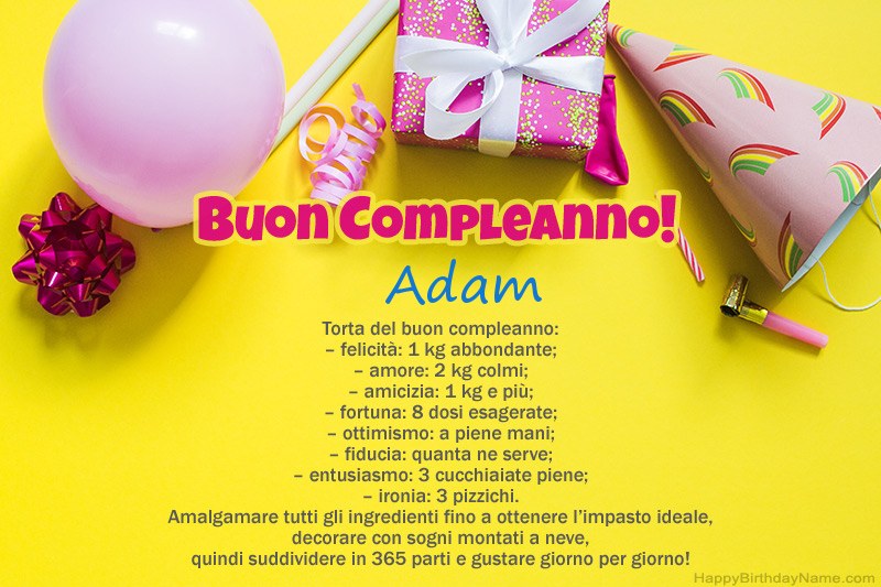 Buon compleanno Adam in prosa